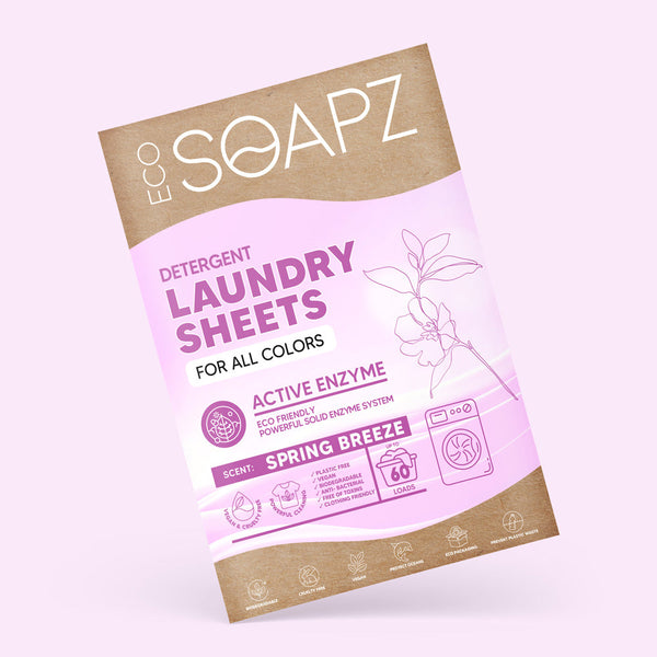 ecoSOAPZ wasstrips Spring Breeze – plasticvrij wasmiddel in strip, 60 wasbeurten